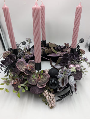 Adventskranz modern Orchideen Kugeln rosa schwarz – Ansicht 9