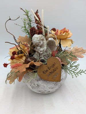 Trauergesteck Engel Anemone Herbstlaub apricot orange – Ansicht 5