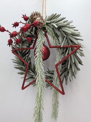 Türkranz Weihnachten Stern Beeren Kugel rot grün – Ansicht 3