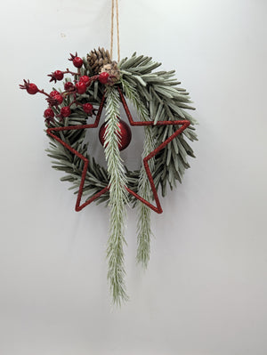 Türkranz Weihnachten Stern Beeren Kugel rot grün – Ansicht 4