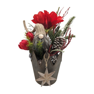 Freigestellt Wintergesteck Wichtel Amaryllis Stern Zapfen rot natur