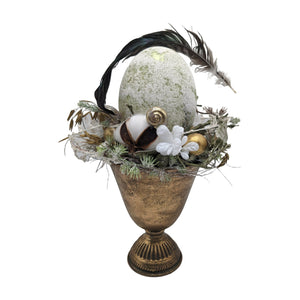 Freigestellt Ostergesteck Ei Schnecke Baumwolle Feder grün gold
