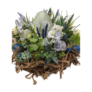Freigestellt Osterkranz Hasen Osterei Hyazinthen Tulpen LED blau