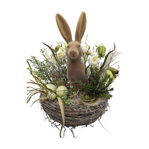 Freigestellt Ostergesteck Hase Ranunkeln Schachbrettblume weiß grün