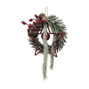 Freigestellt Türkranz Weihnachten Stern Beeren Kugel rot grün