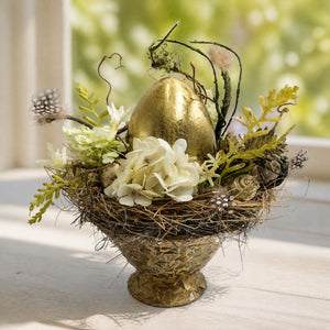 Szene Ostergesteck Ei Hyazinthe Feder Schnecke gold creme