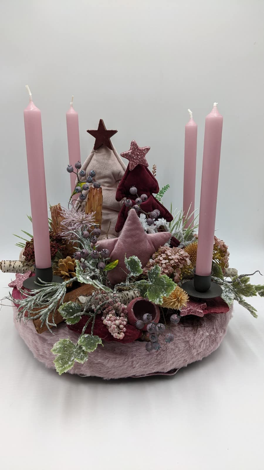 Weihnachtsgesteck Adventskranz Adventsgesteck Kerze Stern Tannenbäumch –  Myfleur
