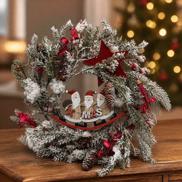 Weihnachtlicher Türkranz in Rot und Weiß