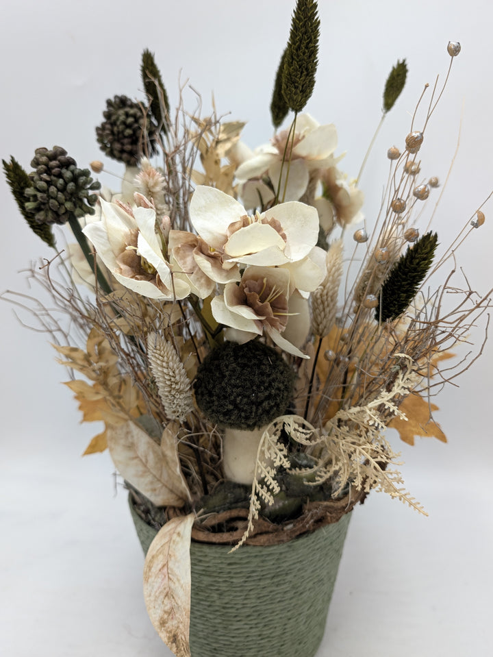 Herbstgesteck Amaryllis Pilz Gräser creme grün – Ansicht 6