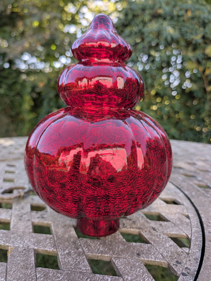 Rosenkugel Baumschmuck Zapfenform Craquelé-Optik rot 26 cm – Ansicht 3