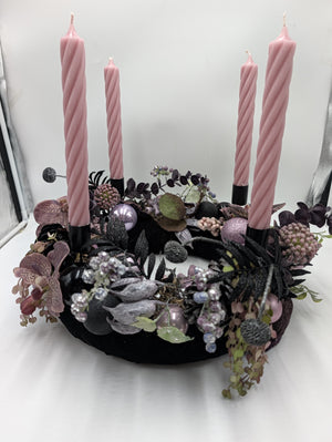 Adventskranz modern Orchideen Kugeln rosa schwarz – Ansicht 5