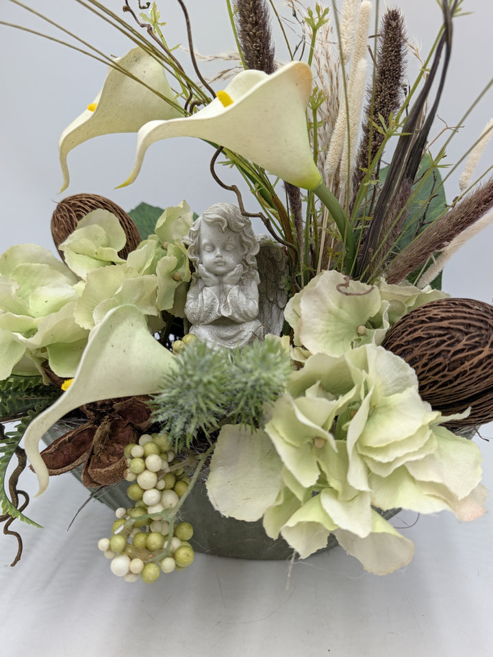 Grabgesteck Engel Calla Hortensie grün weiß – Ansicht 3