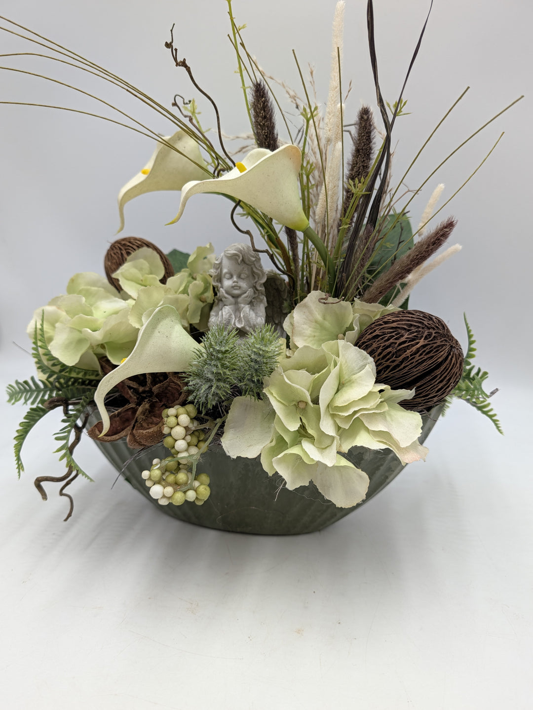 Grabgesteck Engel Calla Hortensie grün weiß – Ansicht 4
