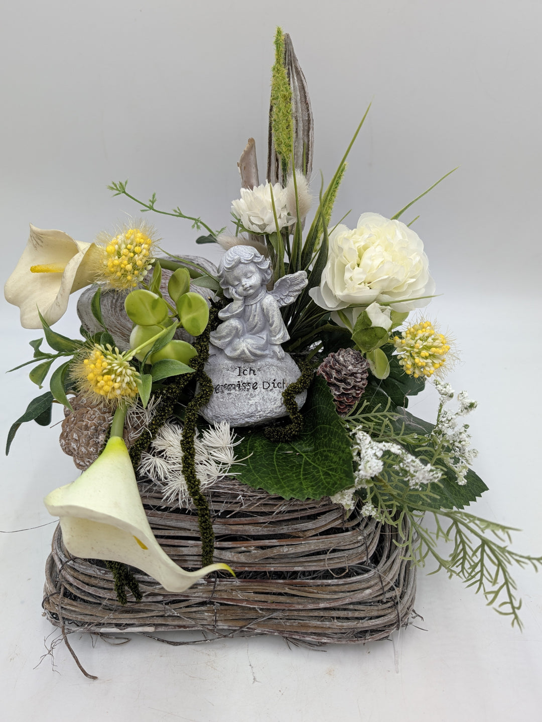 Trauergesteck Engel Calla Rose weiss gelb – Ansicht 5