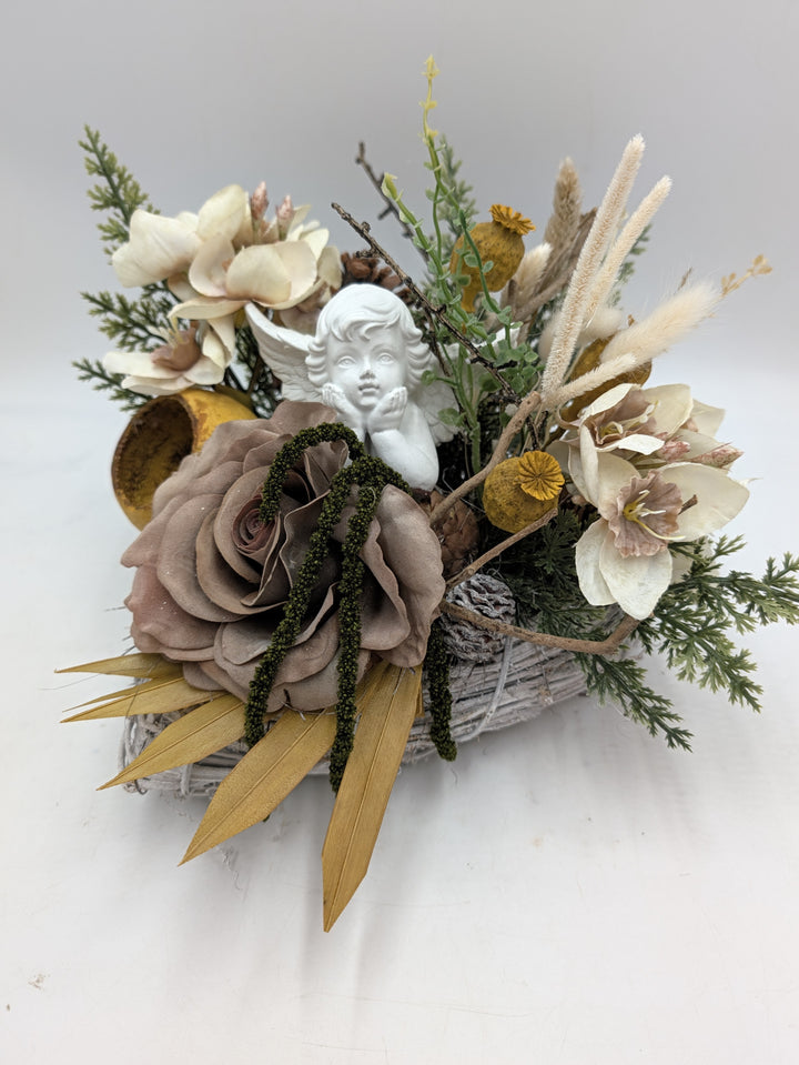 Trauergesteck Engel Rose Amaryllis creme taupe – Ansicht 4