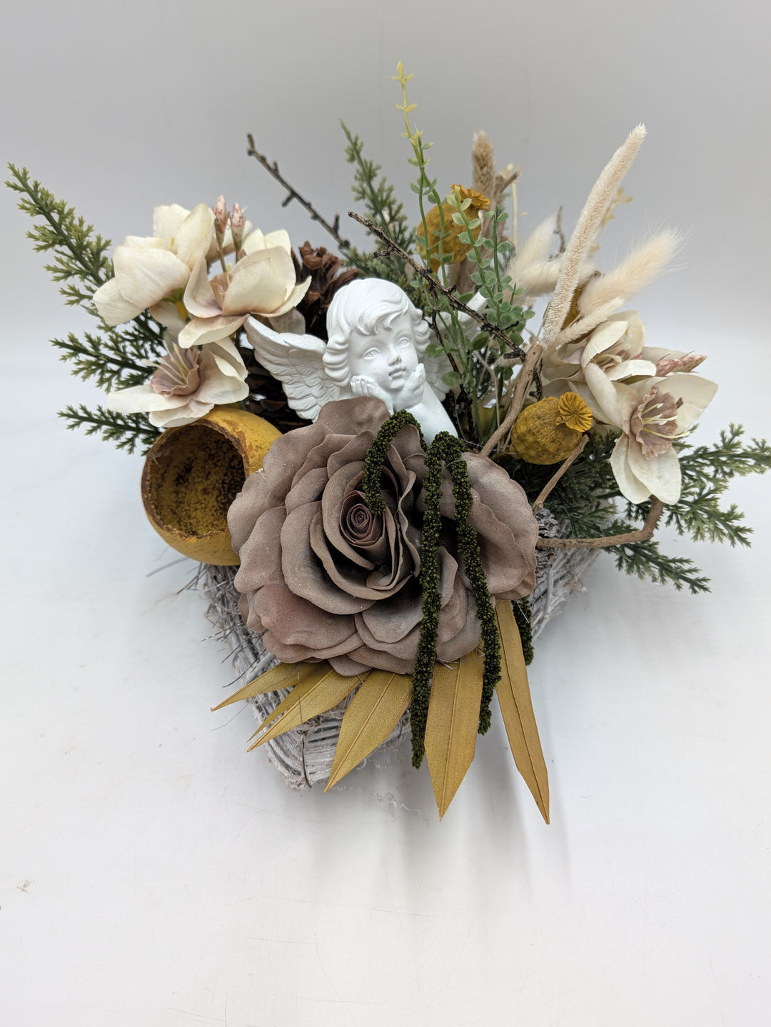 Trauergesteck Engel Rose Amaryllis creme taupe – Ansicht 6
