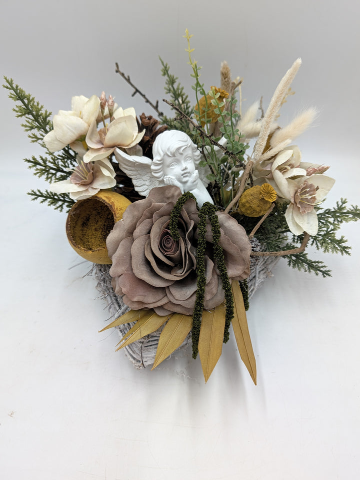 Trauergesteck Engel Rose Amaryllis creme taupe – Ansicht 6