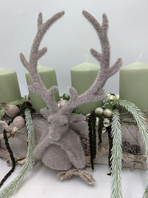 Adventsgesteck Hirsch Zapfen Kugeln mint grau – Ansicht 8