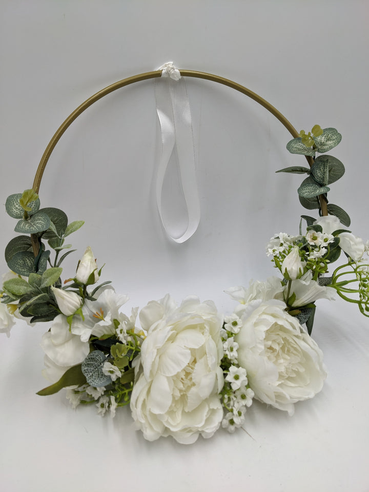 Türkranz Hochzeit Blüten Eukalypthus weiß