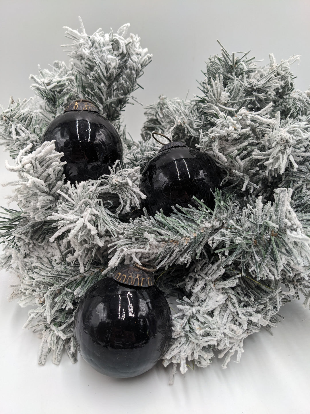 Bauernglaskugel schwarz glänzend Christbaumkugel Weihnachtsdeko Ø 7 cm
