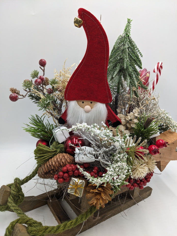 Weihnachtsgesteck Stern Geschenk Zuckerstange rot