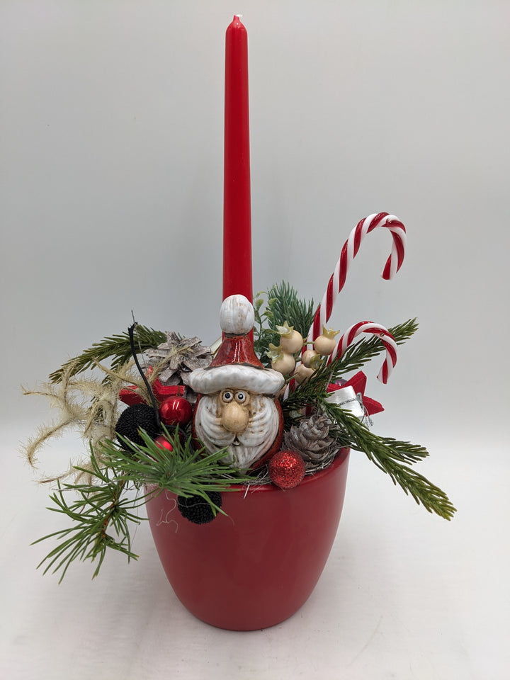 Weihnachtsgesteck Stern Geschenk Zuckerstange rot