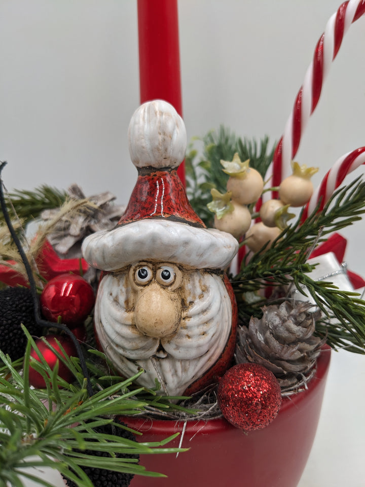 Weihnachtsgesteck Stern Geschenk Zuckerstange rot