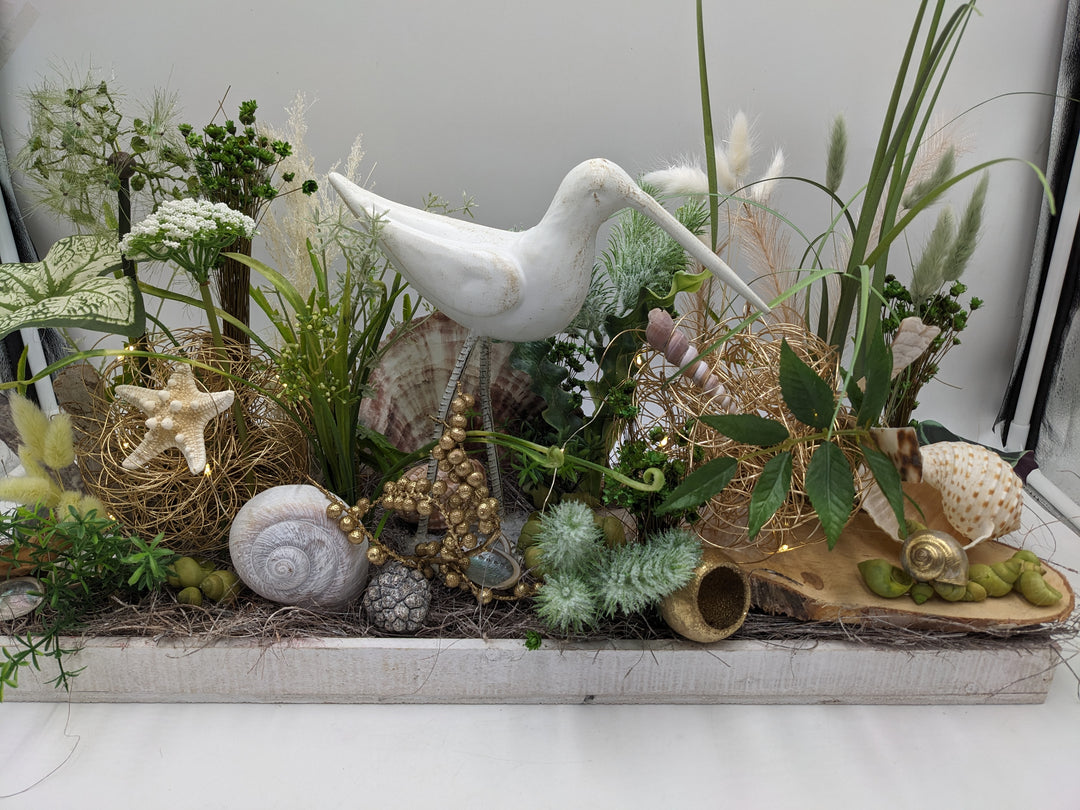 Sommergesteck LED maritim Schnecke Küste creme