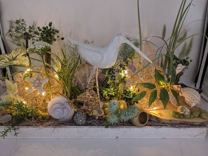 Sommergesteck LED maritim Schnecke Küste creme
