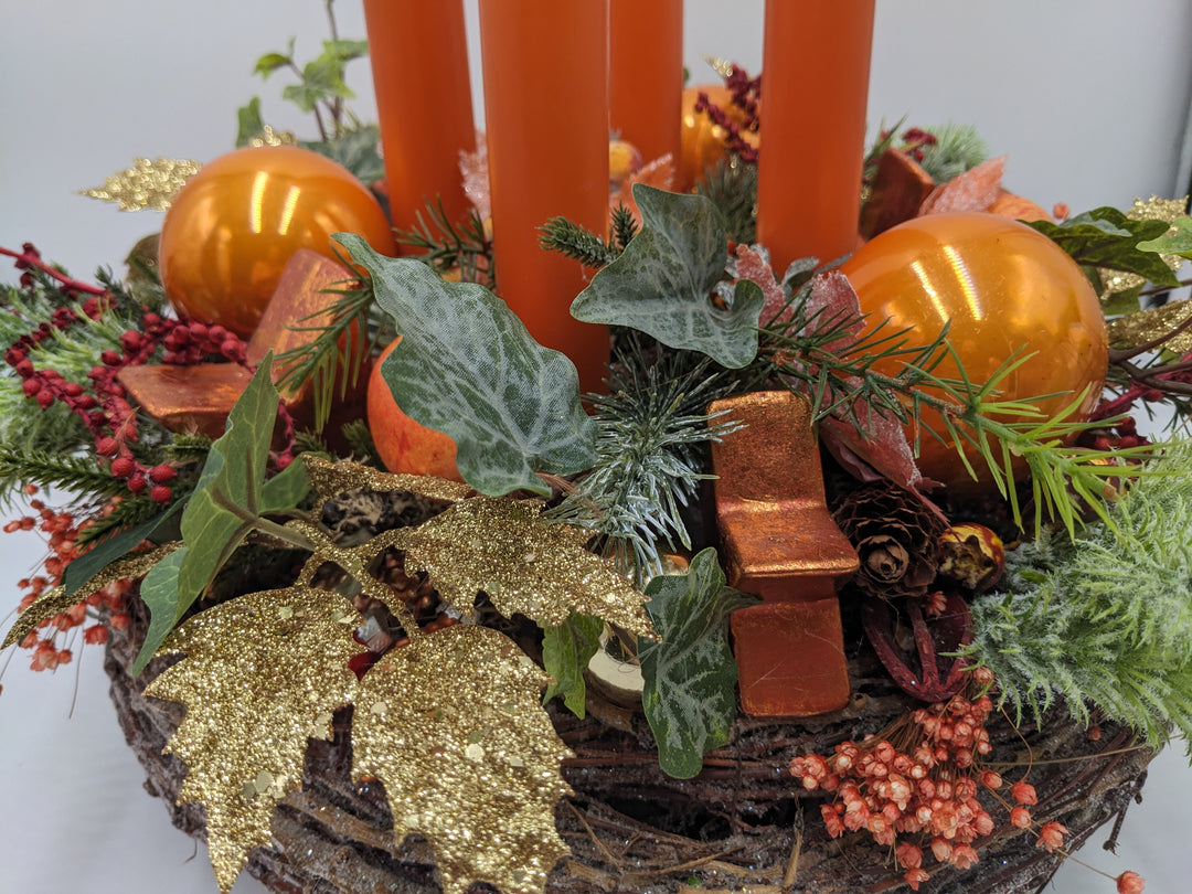 Adventskranz Kugel Stern Apfel orange