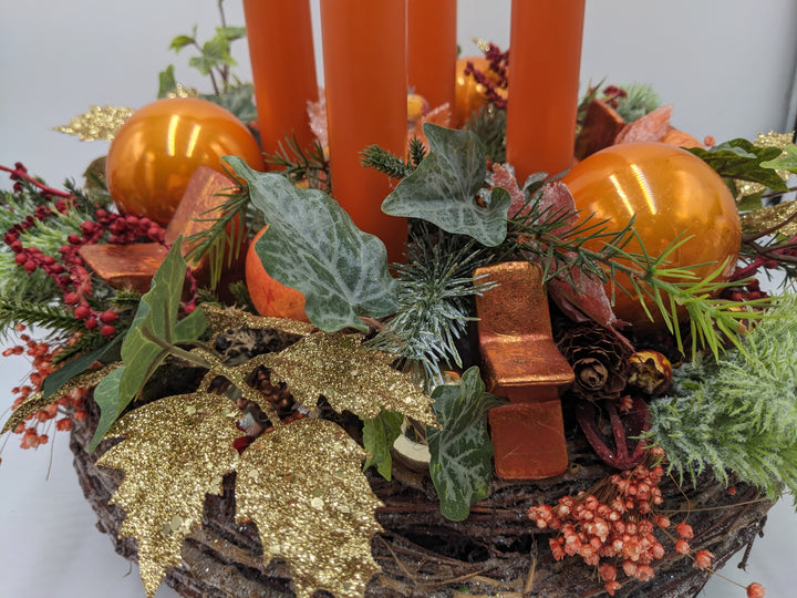 Adventskranz Kugel Stern Apfel orange