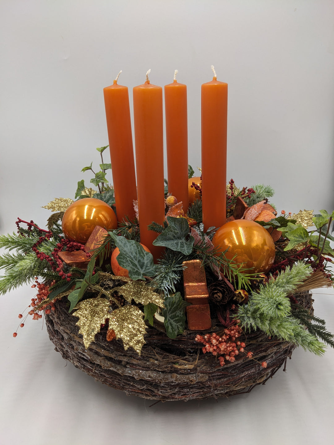 Adventskranz Kugel Stern Apfel orange