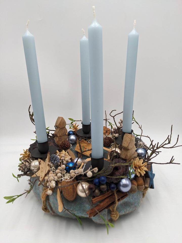 Adventskranz Kugel Stern Zimt blau