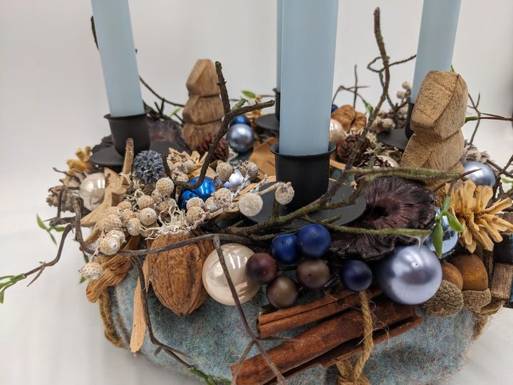 Adventskranz Kugel Stern Zimt blau