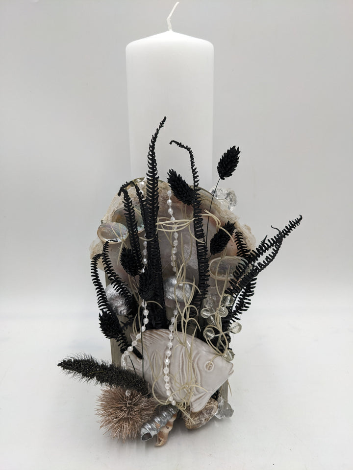 Sommergesteck maritim Schnecke Muschel Fisch creme