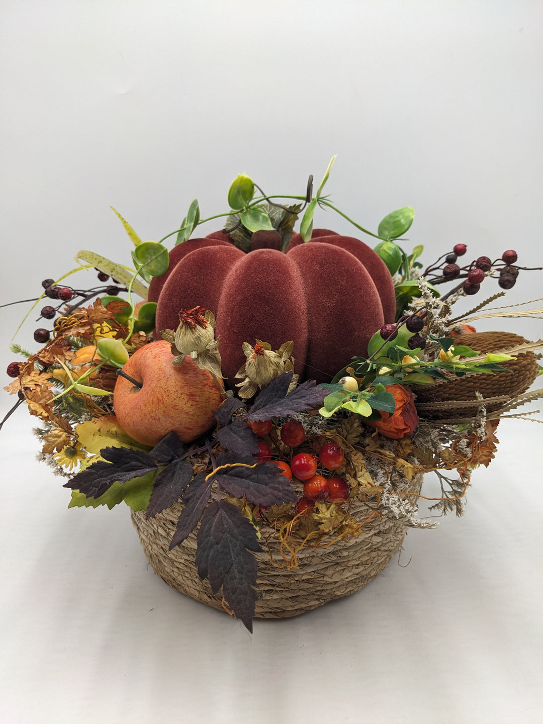 Herbstgesteck Ernte-Dank Kürbis orange