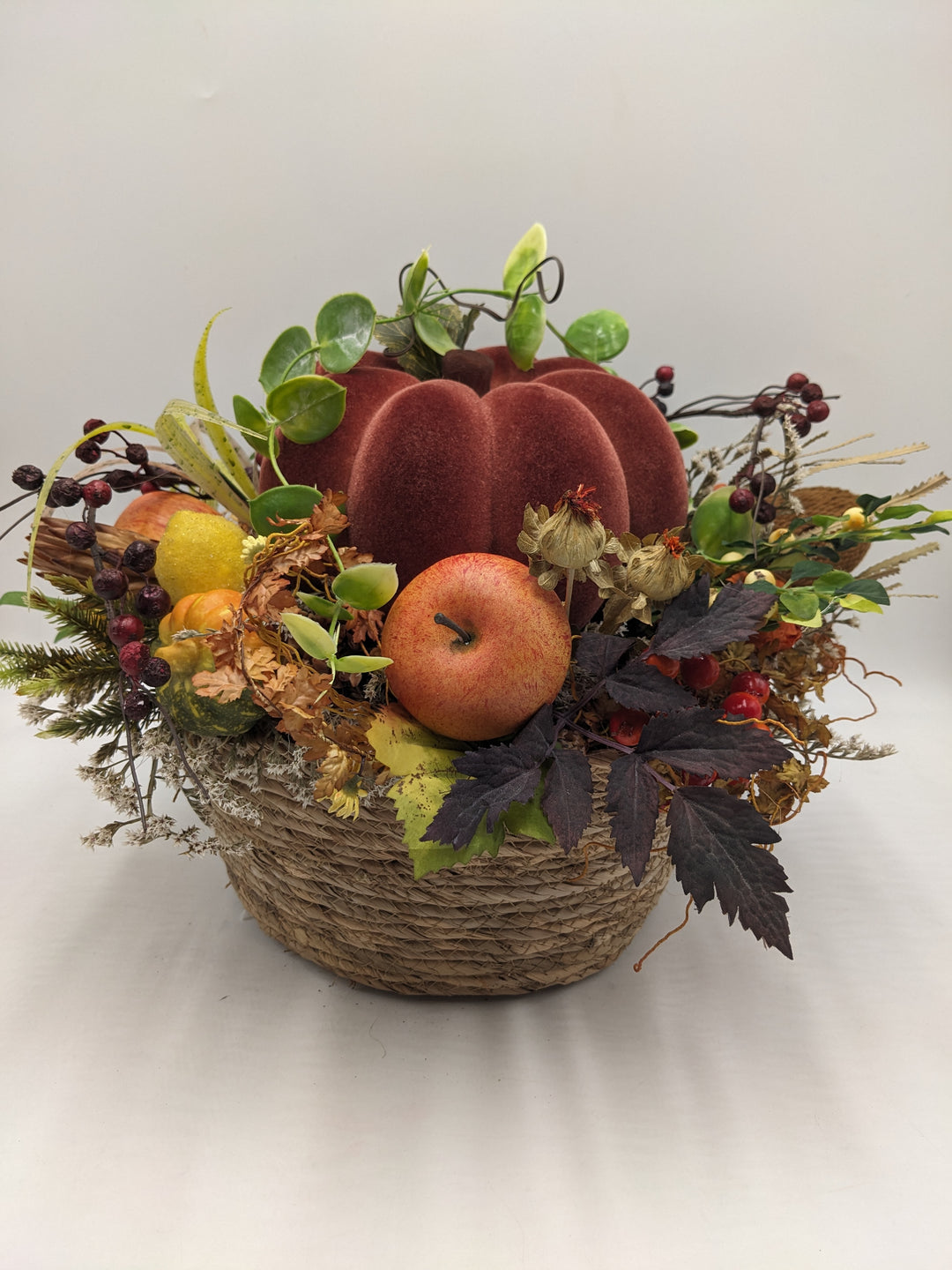 Herbstgesteck Ernte-Dank Kürbis orange