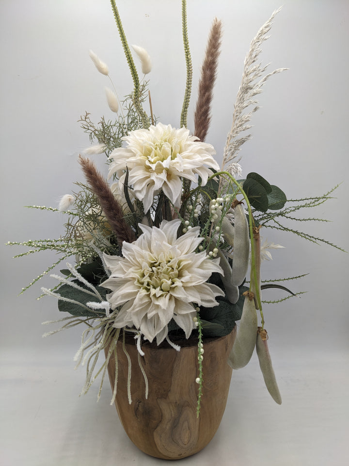 Herbstgesteck Spider Chrysantheme creme