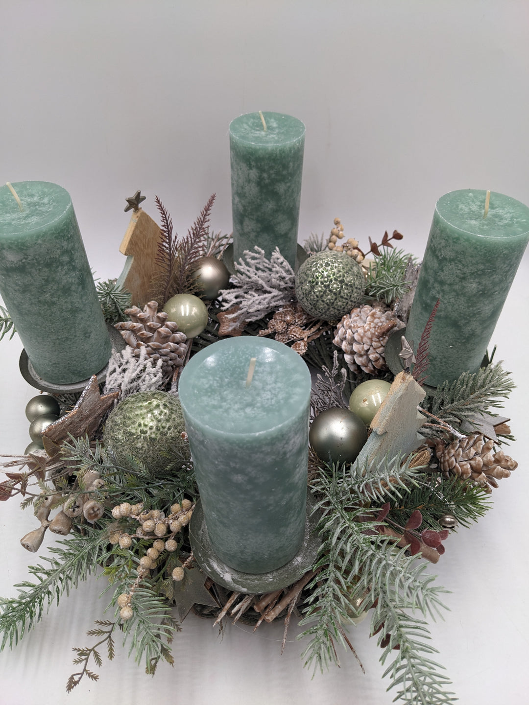 Adventskranz Kugel Stern Tannenbäumchen smaragd