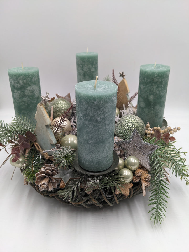 Adventskranz Kugel Stern Tannenbäumchen smaragd