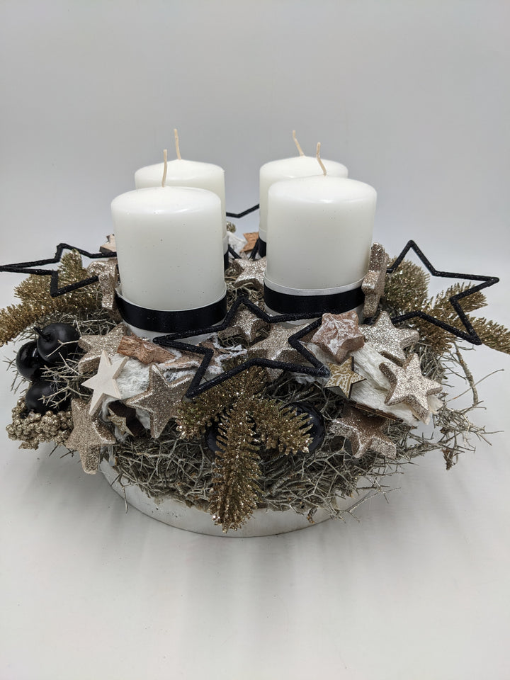 Adventskranz Kugel Apfel Stern weiß