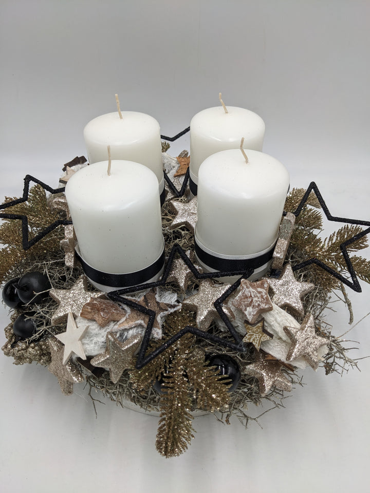 Adventskranz Kugel Apfel Stern weiß
