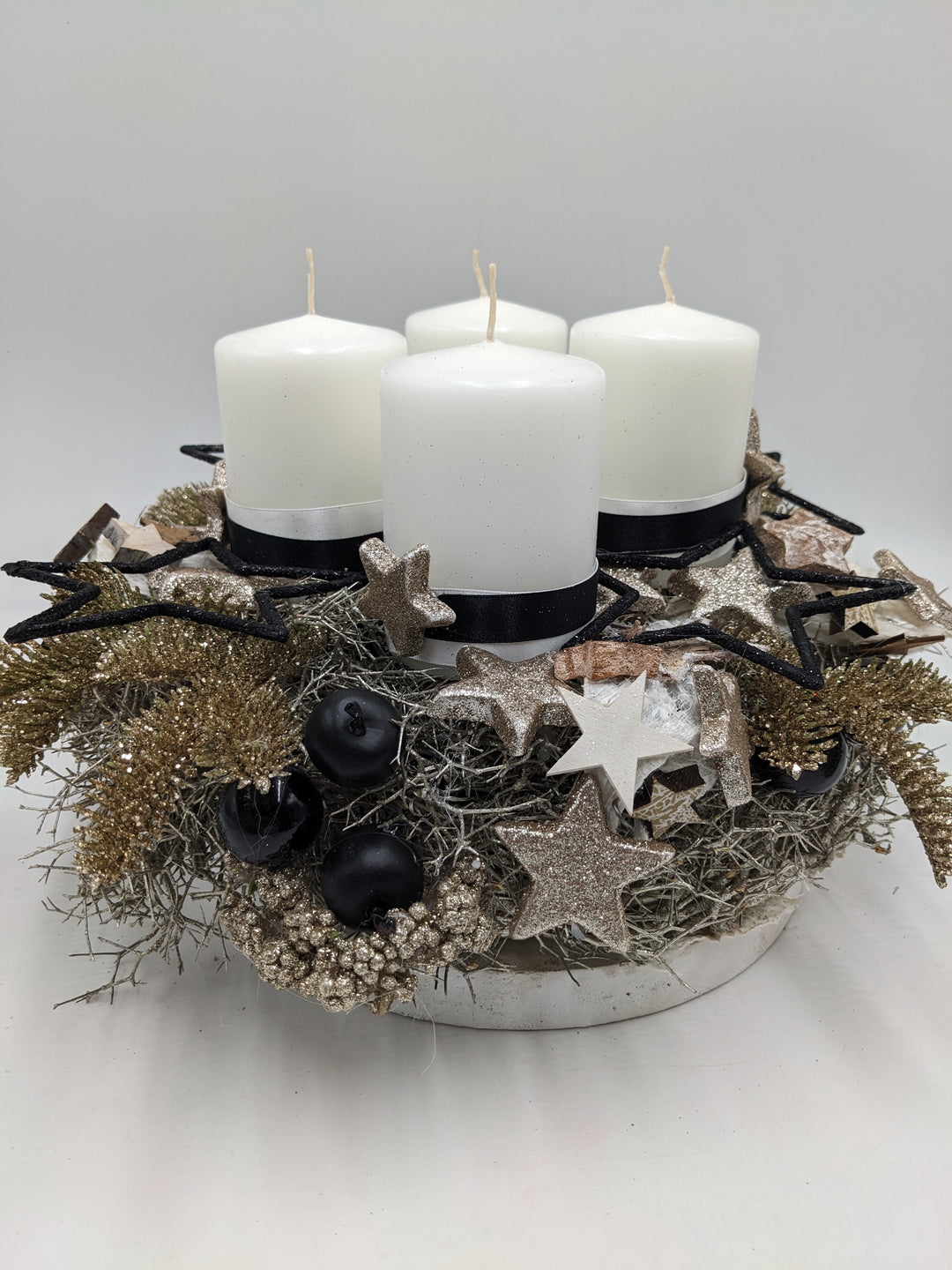 Adventskranz Kugel Apfel Stern weiß