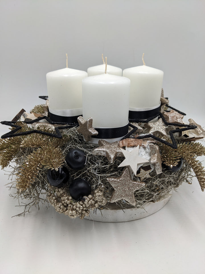 Adventskranz Kugel Apfel Stern weiß