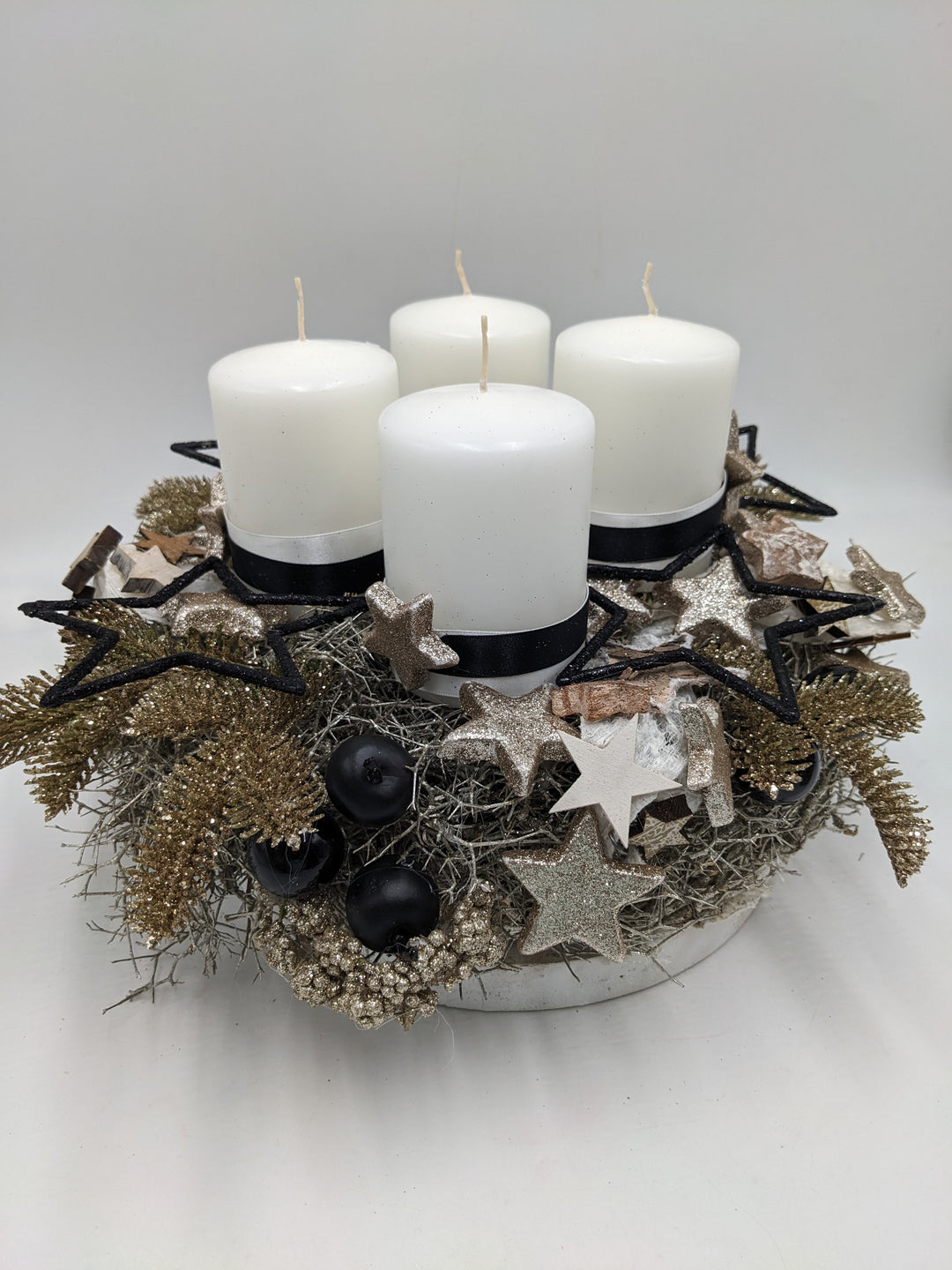 Adventskranz Kugel Apfel Stern weiß