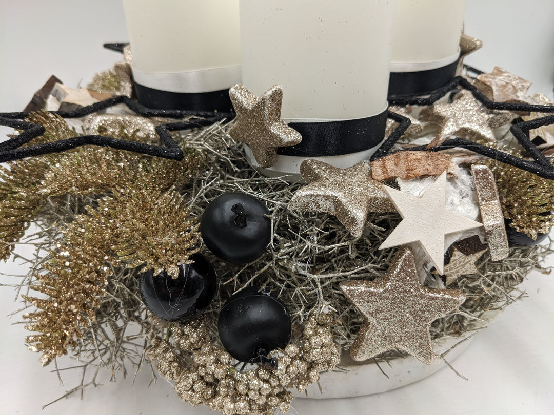 Adventskranz Kugel Apfel Stern weiß
