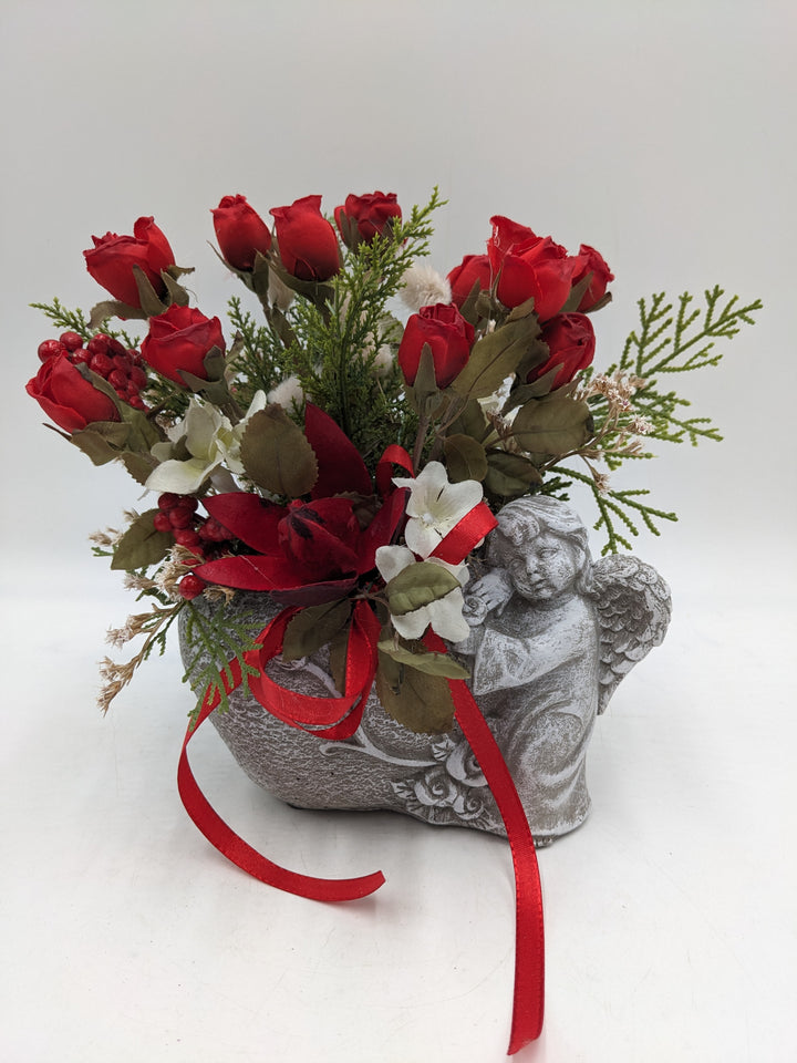 Trauergesteck Engel Rose rot
