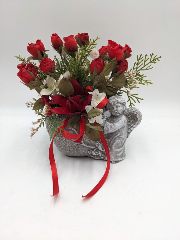 Trauergesteck Engel Rose rot
