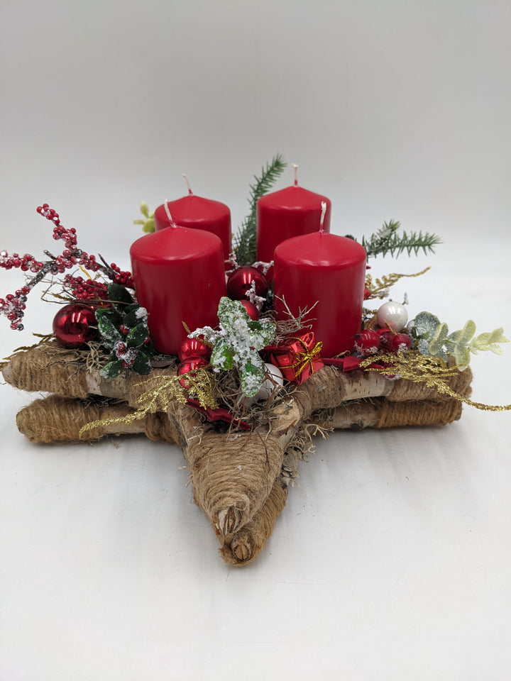 Adventsgesteck Kugel Geschenk Eukalypthus rot