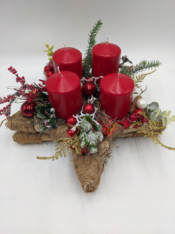 Adventsgesteck Kugel Geschenk Eukalypthus rot